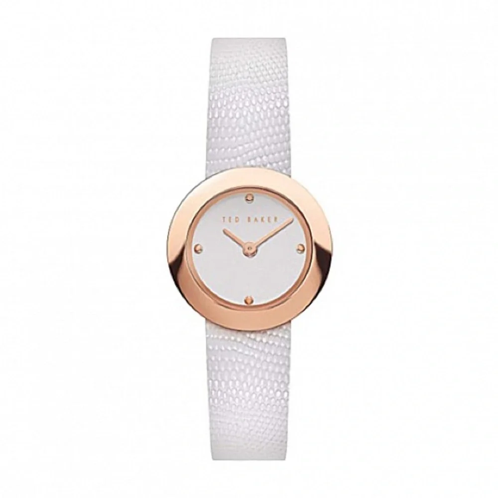 TED BAKER Women's Seerena Leather Strap Watch In White/ Gold - Picture 2 of 12